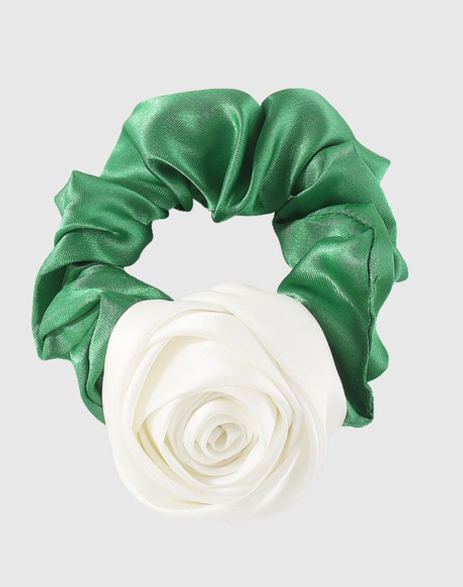Satin Rose Flower Hair Tie