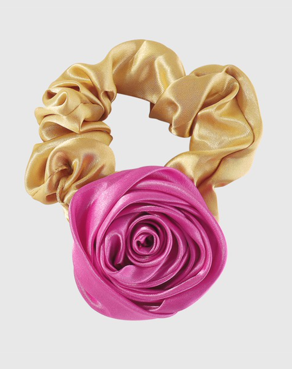Satin Rose Flower Hair Tie