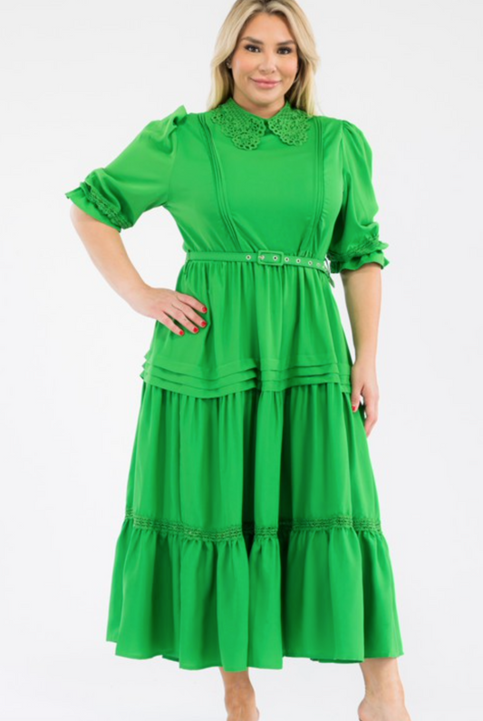 Solid Pleated Dress